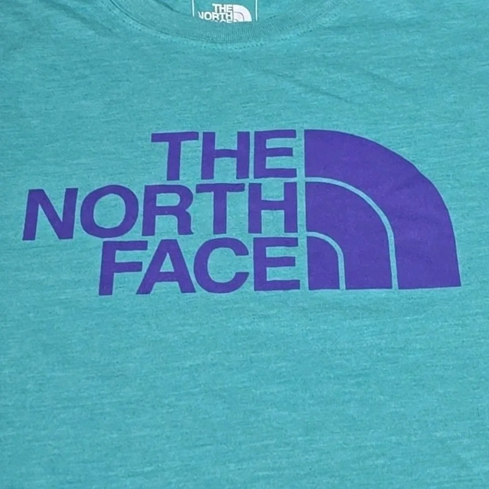 The North Face Mens Logo Crew Neck Slim Fit T-shirt Teal Blue‎ & Purple Small